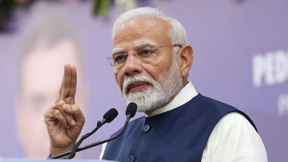 Prime Minister Narendra Modi speaking at an official event following BJP's victory in Legislative Council MLC elections.