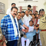 Rajasthan Congress leaders Govind Singh Dotasra and Tika Ram Jully at Jaipur Police Commissionerate sit-in protest.
