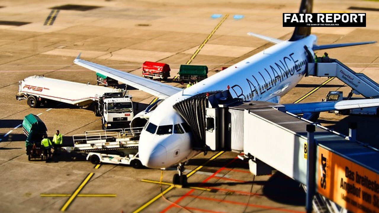 Commercial passenger airplane on airport tarmac representing akasa air rajasthan service launch