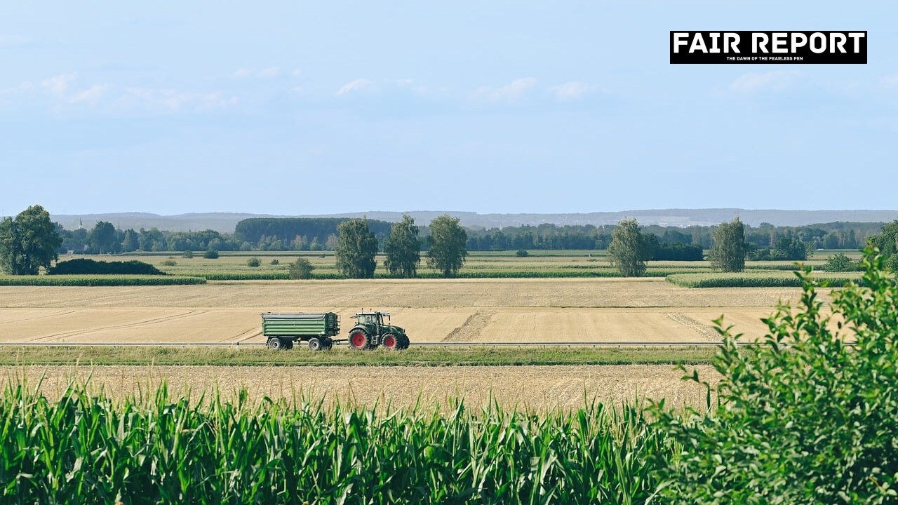 Agricultural machinery in a field for stubble-burning action monitoring in India