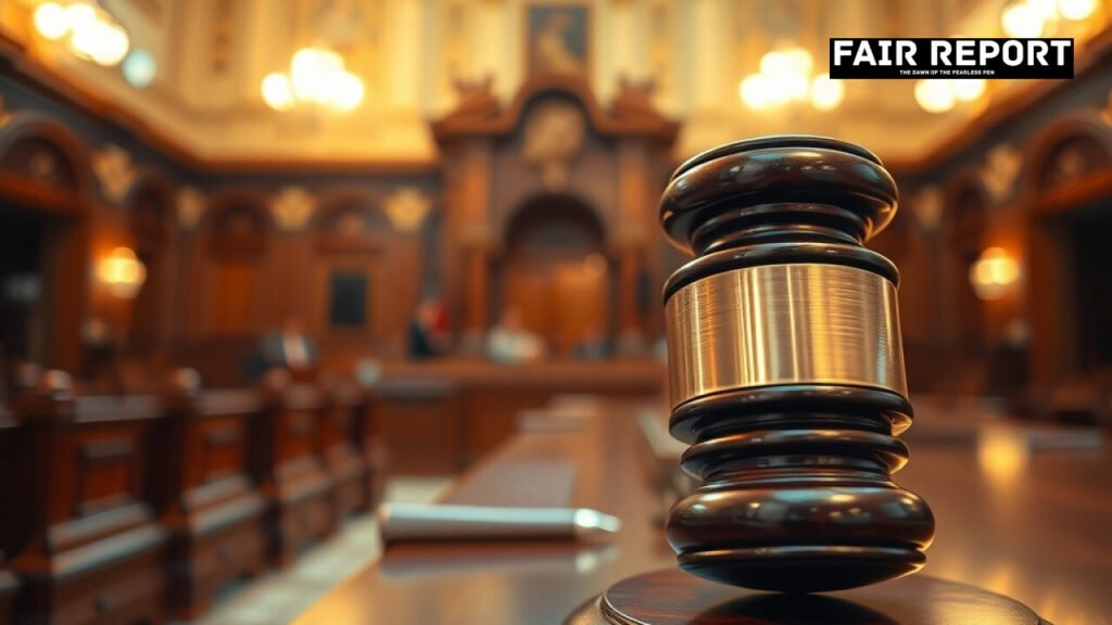 A judge's wooden gavel on a desk representing the judicial authority of CJI Surya Kant