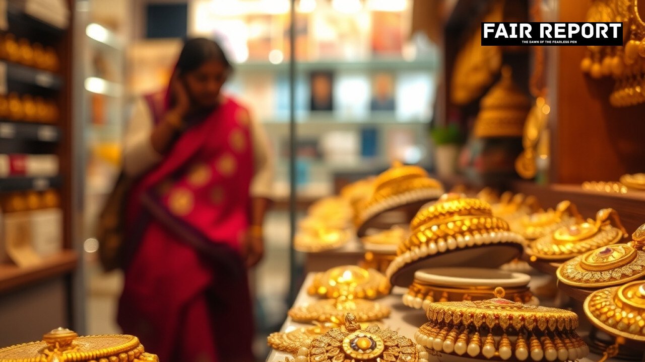 Gold rate today in Ajmer displayed through polished jewelry pieces in a local shop