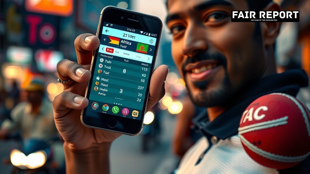 Cricket fan checking live scores of the ICC Africa qualifier 2026 on a smartphone