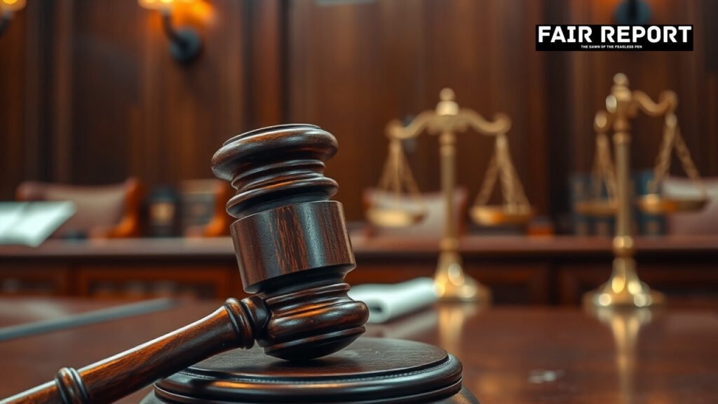 A judge's gavel on a courtroom desk after Kerala Congress deletes post on the Chief Justice of India.