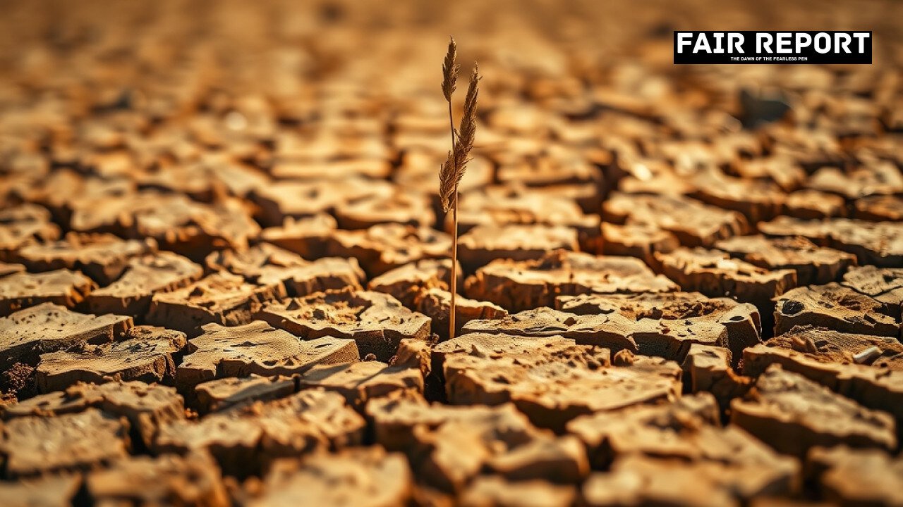 Cracked parched earth in Rajasthan drought districts after monsoon rainfall deficit