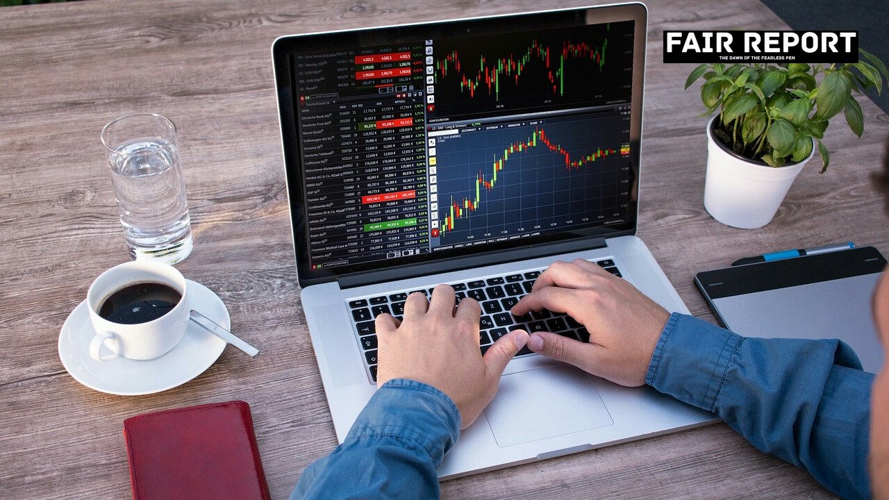 Close up of financial desk items reflecting market moves in the rupee against dollar exchange rate