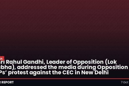 Shri Rahul Gandhi, Leader of Opposition (Lok Sabha), addressed the media during Opposition MPs’ protest against the CEC in New Delhi