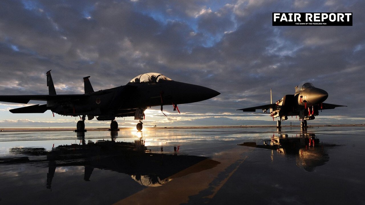A modern fighter jet parked on the tarmac during the Tarang Shakti exercise in Jodhpur.