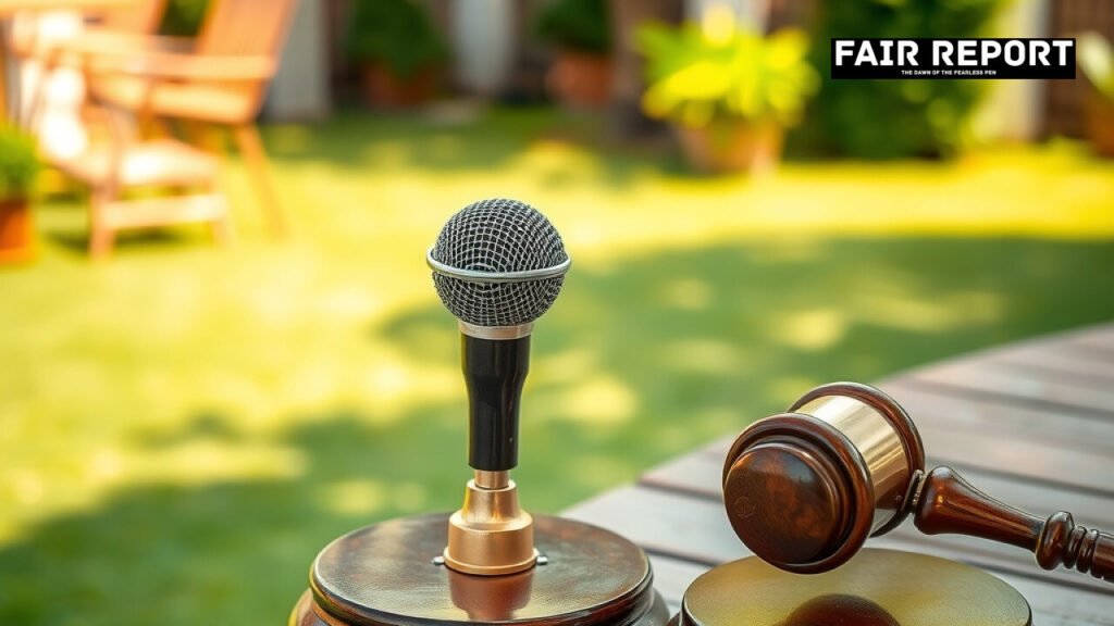 A close-up of a wooden gavel and microphone during political discussions on the CEC impeachment motion